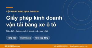 Giấy phép kinh doanh vận tải bằng xe ô tô 2026
