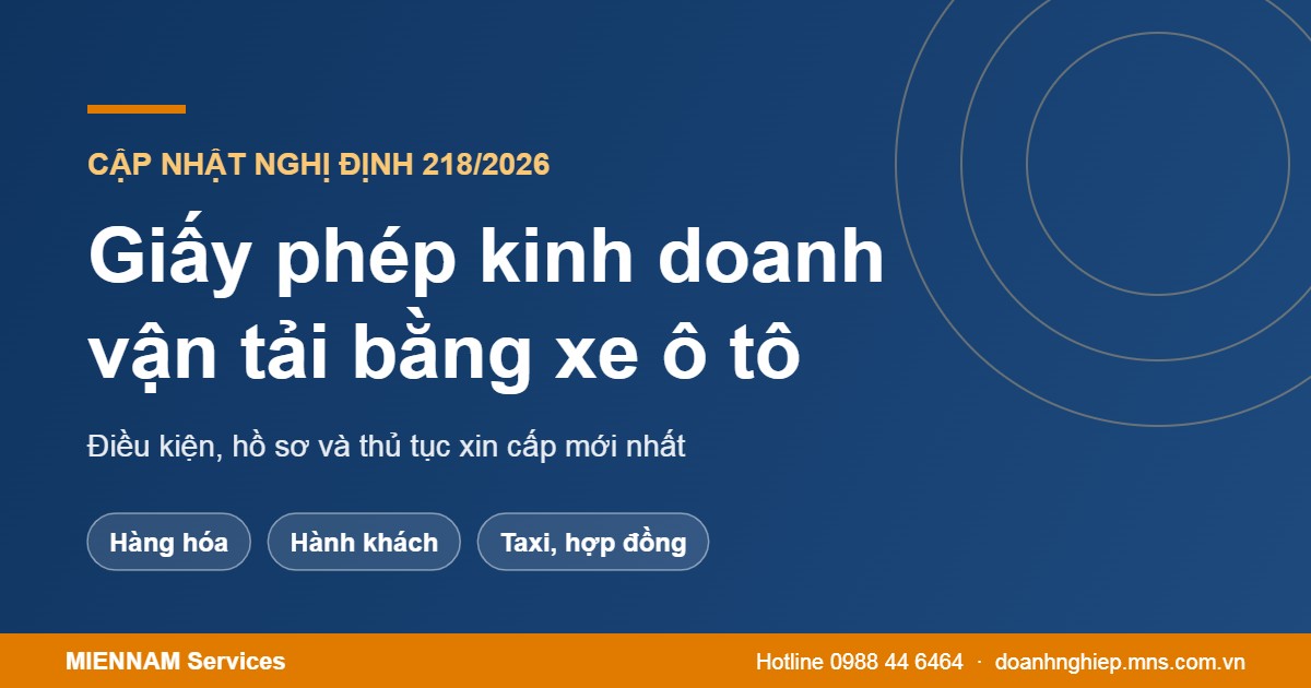 Giấy phép kinh doanh vận tải bằng xe ô tô 2026