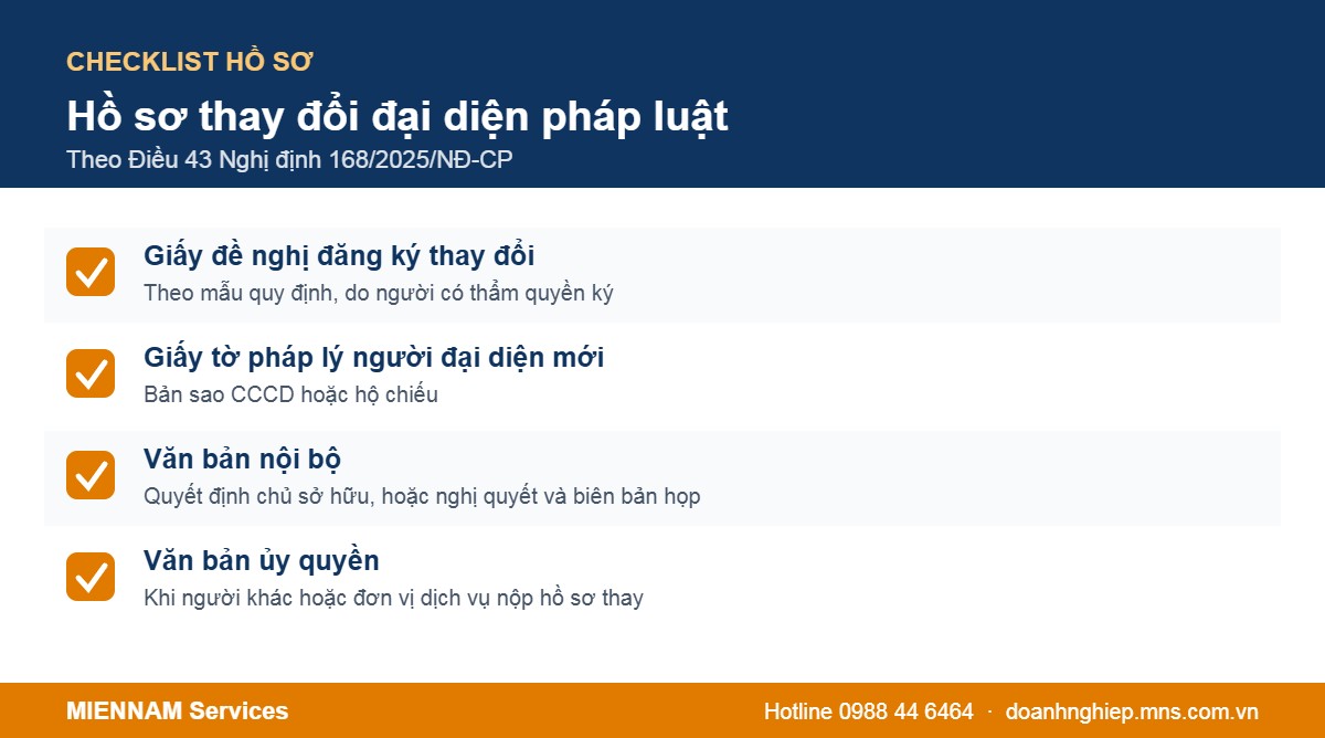 Checklist hồ sơ thay đổi người đại diện theo pháp luật