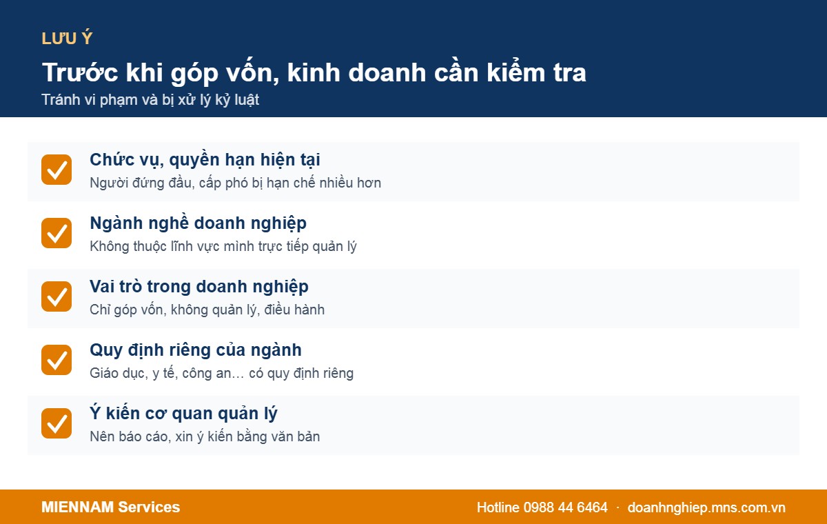 Lưu ý khi công chức, viên chức góp vốn và kinh doanh