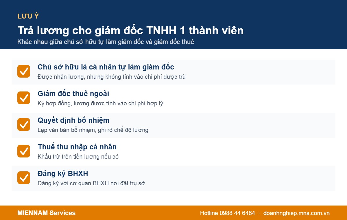 Lưu ý khi trả lương cho giám đốc công ty TNHH 1 thành viên