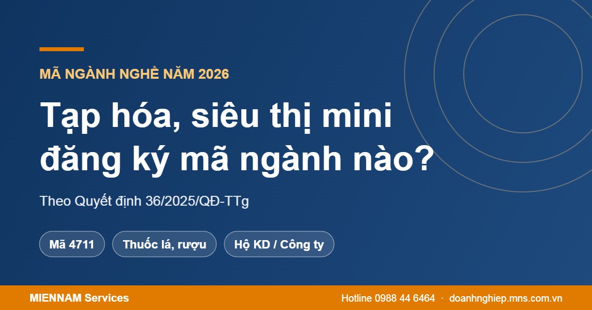 Mở tạp hóa, siêu thị mini đăng ký mã ngành nào năm 2026?