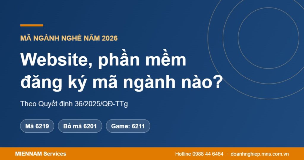 Thiết kế website, phần mềm đăng ký mã ngành nào năm 2026?