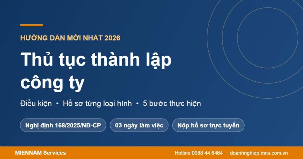 Thủ tục thành lập công ty 2026: điều kiện, hồ sơ, 5 bước thực hiện