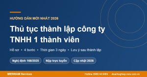 Thủ tục thành lập công ty TNHH 1 thành viên 2026