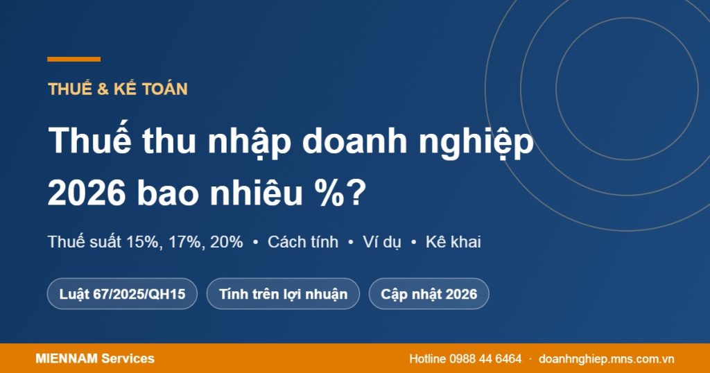 Thuế thu nhập doanh nghiệp 2026 bao nhiêu phần trăm